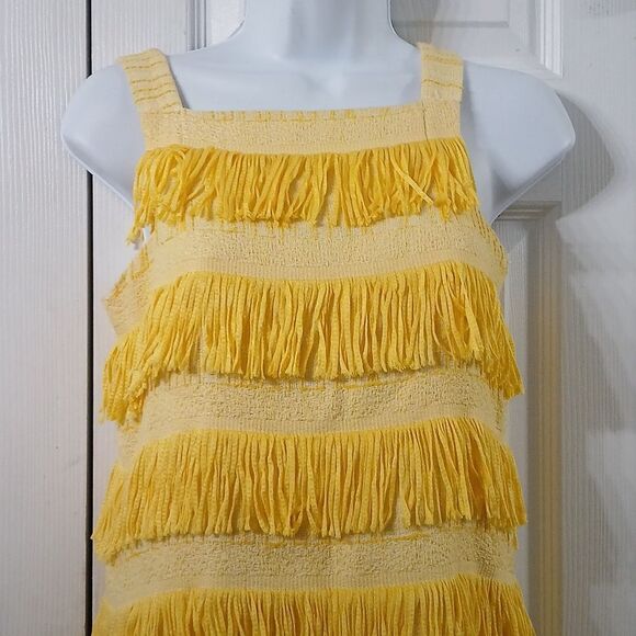 Madderson London RARE yellow fringe flapper dress Sz 6 UK Sz 2 US  NWOT - Picture 3 of 7